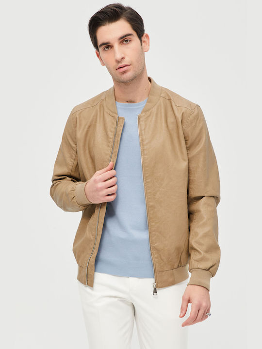 Aristoteli Bitsiani Men's Winter Bomber Jacket Beige