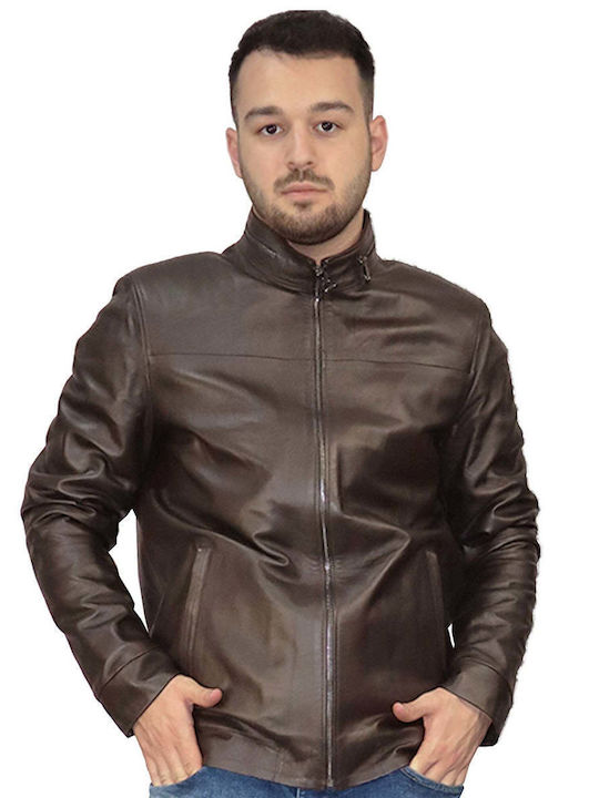 Lexton Men's Winter Leather Jacket Brown