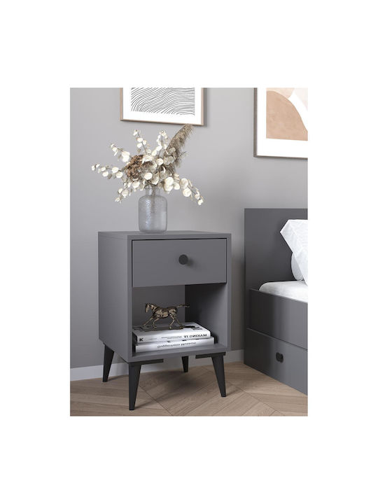 Amari Wooden Bedside Table Gray 43x43x67.5cm