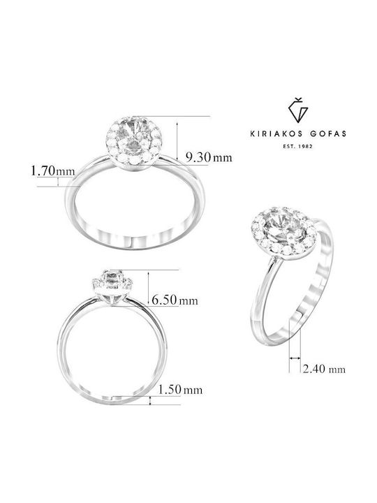 Kiriakos Gofas Единичен камък от Бяло злато 18K с Диамант