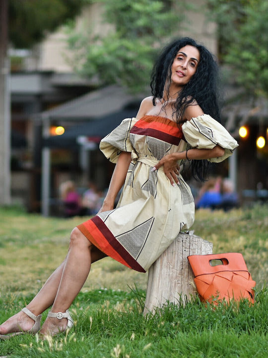 Summer Mini Evening Dress Beige