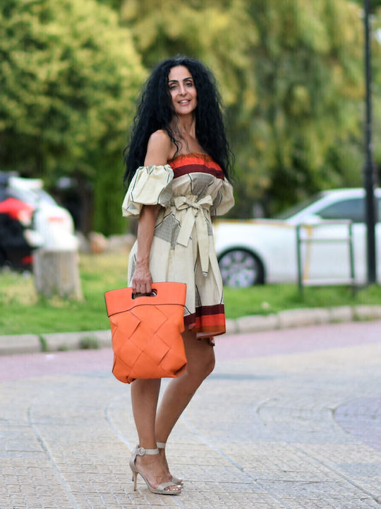 Summer Mini Evening Dress Beige