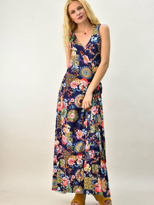 First Woman Summer Maxi Slip Dress Dress Wrap Navy Blue