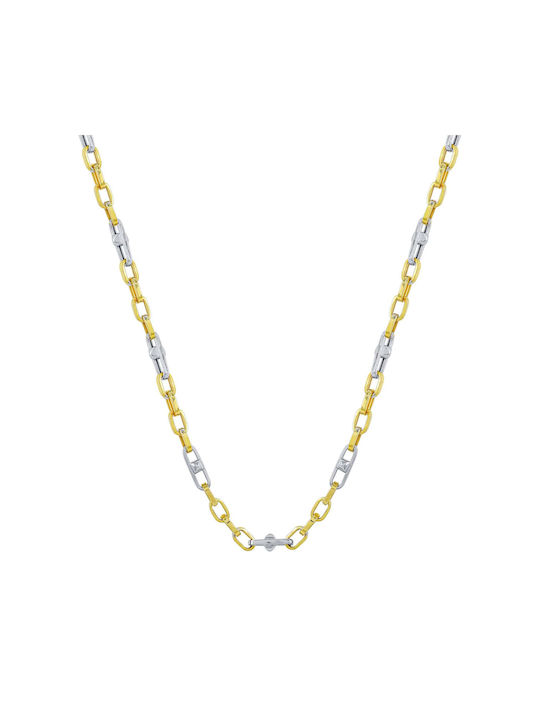 Kiriakos Gofas Zweifarbig Kette Nacken aus Gold 14K Dünn Dicke 5.6mm und Länge 60cm