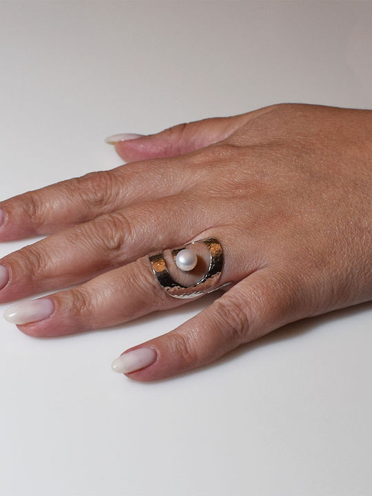 Bizoutaki Ring with Pearls made of Silver