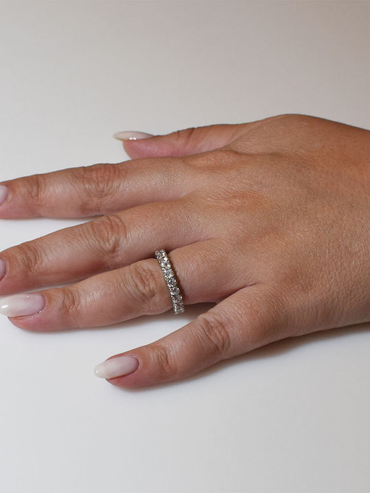 Bizoutaki Ring Small Wedding Band with Zircon made of Silver
