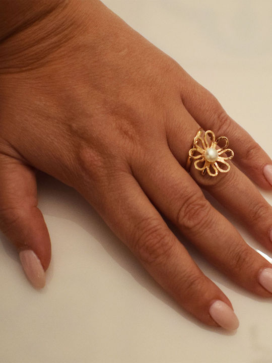 Bizoutaki Ring with Pearls made of Silver Gold Plated