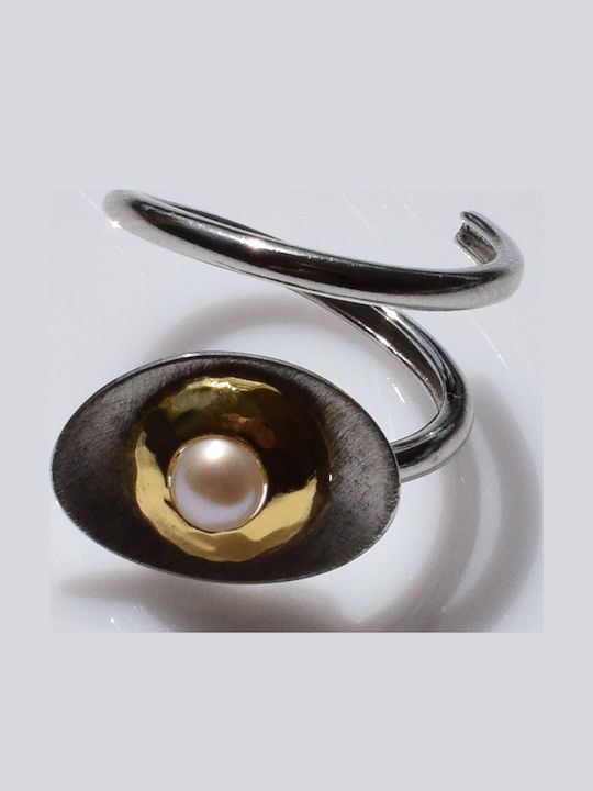 Bizoutaki Ring with Pearls made of Silver
