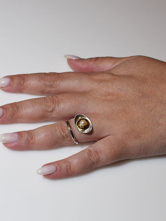 Bizoutaki Ring with Pearls made of Silver