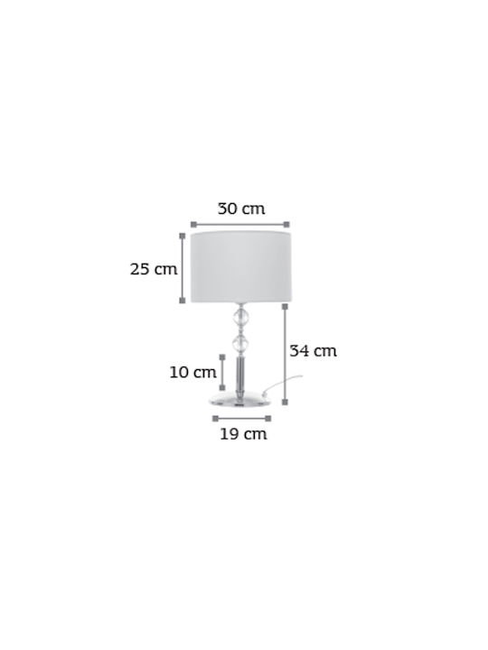 Inlight Kristall Tischlampe für Fassung E27 mit Weiß Schirm und Silber Basis