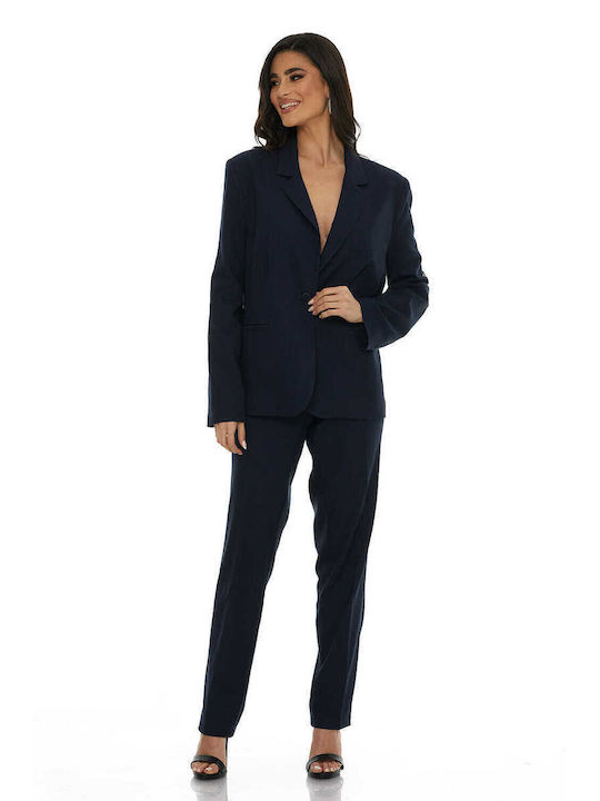 RichgirlBoudoir Women's Navy Blue Suit in Loose Fit