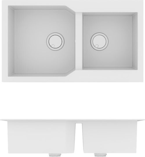 Sanitec Ultra Granite Drop-In Kitchen Sink Made of Liquid Granite L86xW50cm Sienna