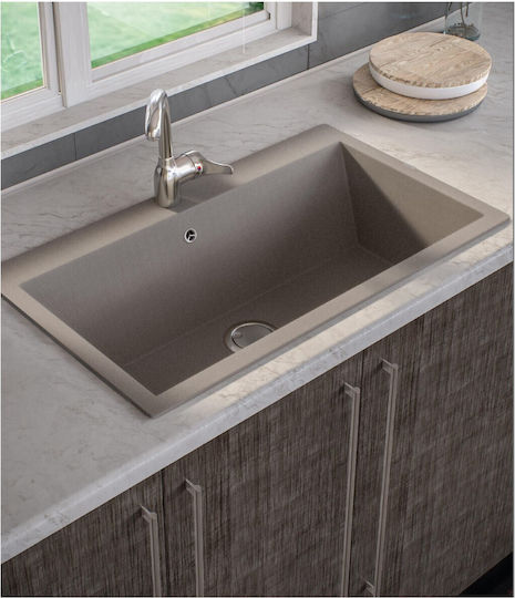 Sanitec Ultra Granite Drop-In Spüle aus Verbundgranulat B70xT50cm Ocra