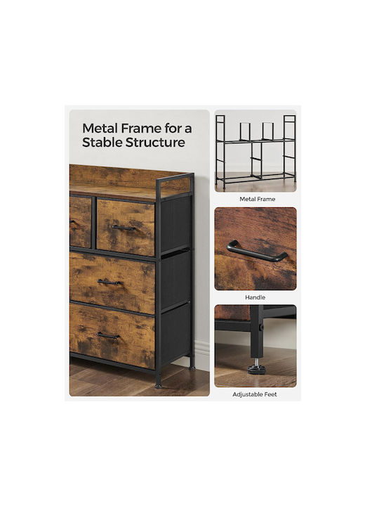 Wooden & Metallic Chest of Drawers with 7 Drawers 98x28.5x85cm