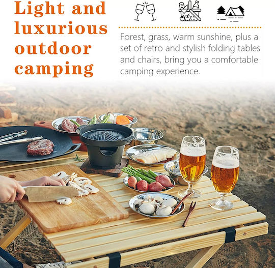 Table for Camping Foldable 58x60x45cm Brown