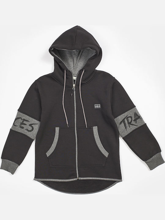 Kids Sweatshirt Cardigan with Hood Black