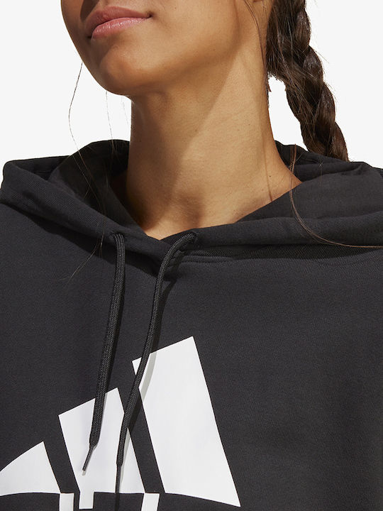 Essentials French Terry Μακρύ Γυναικείο Φούτερ με Κουκούλα Μαύρο