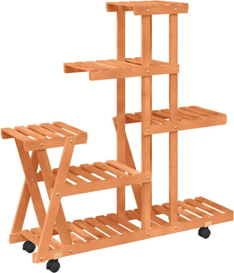 vidaXL Blumentopf-Regal Holz Braun mit Rädern 95cmx25cmx101cmcm.