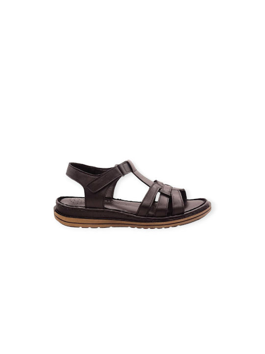 Pace Comfort Leather Women's Flat Sandals Anatomic in Black Color