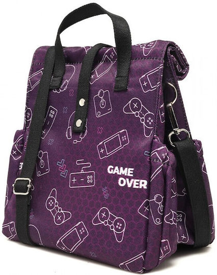 The Lunch Bags Kids Gamer School Insulated Shoulderbag Lunch Box 5L Purple 21x16x24cm