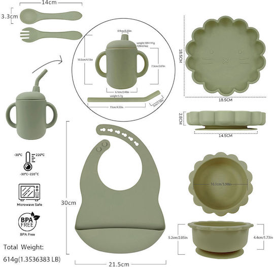 Queen Mother Silicone Feeding Set With Anti-Slip Beige Base 5 Pieces For 6+ Months