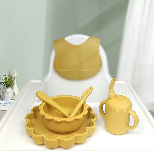 Queen Mother Silicone Feeding Set With Anti-Slip Beige Base 5 Pieces For 6+ Months