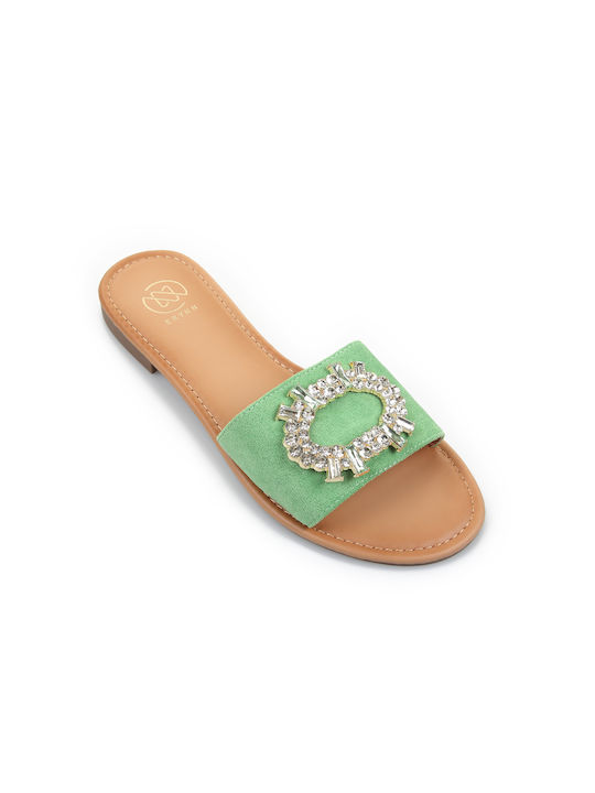 Fshoes Women's Flat Sandals in Green Color