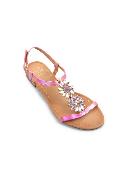 Fshoes Women's Sandals with Stones Fuchsia