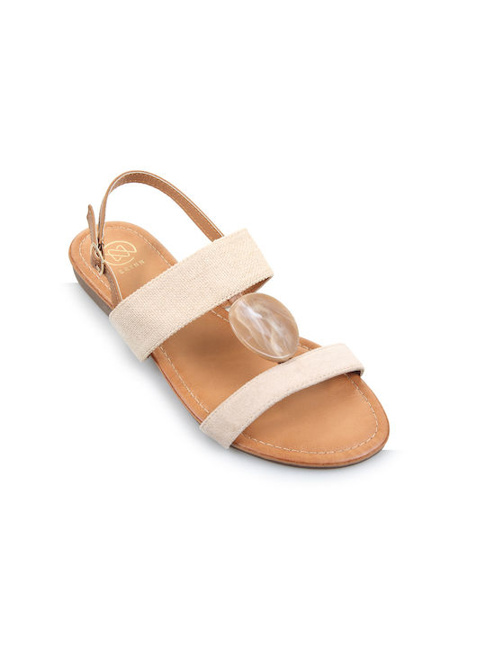 Fshoes Women's Flat Sandals in Beige Color