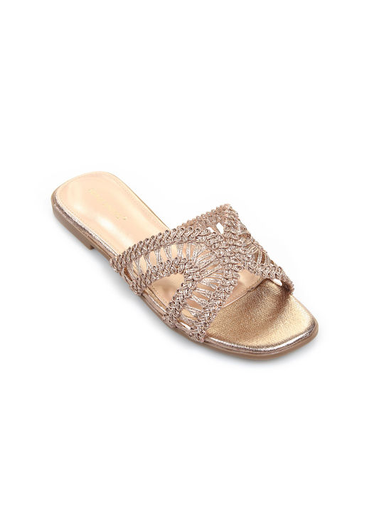 Fshoes Women's Flat Sandals in Gold Color