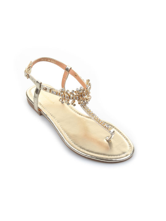 Fshoes Women's Flat Sandals in Gold Color