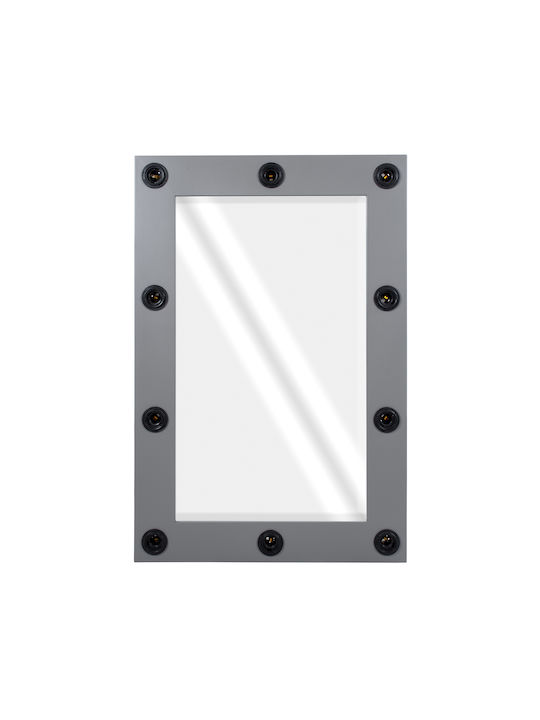 GloboStar Makeup Mirror Oglindă de Perete cu Gri Ramă din Lemn & Iluminare LED 90x60cm 1buc