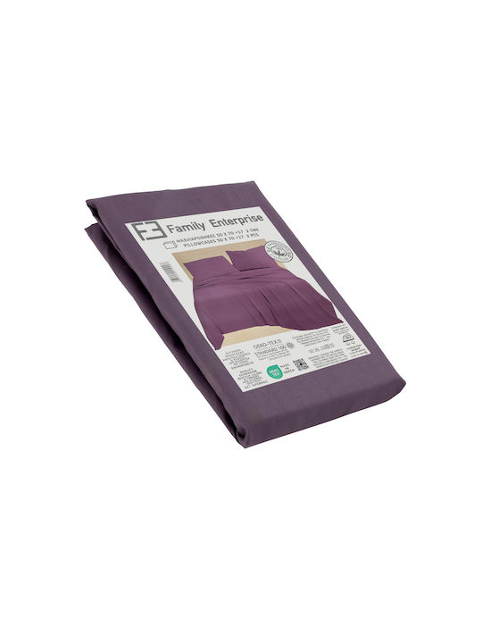 Family Enterprise Sheet Set with 2 Pillowcases Super-Double 240x270cm. Purple 3pcs