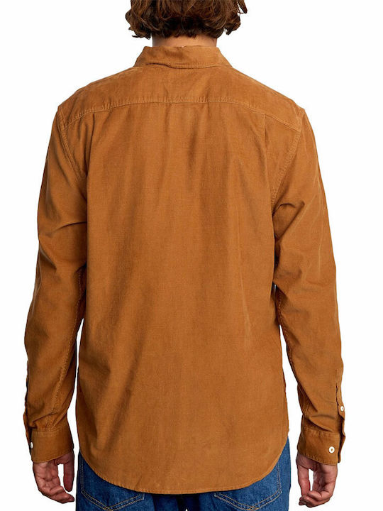 RVCA Men's Shirt Long Sleeve Corduroy Brown