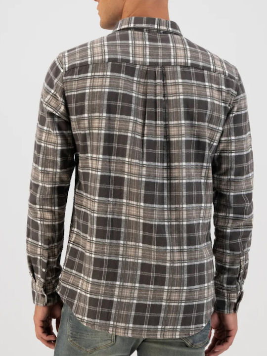 Dstrezzed Men's Shirt Long Sleeve Cotton Checked Gray