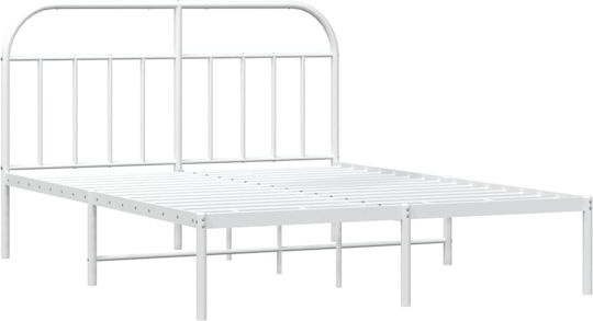 Bett Übergröße Metall Weiß mit Latten für Matratze 160x200cm