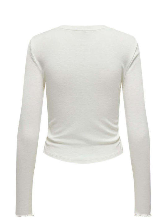 Only Women's Athletic Blouse Long Sleeve White