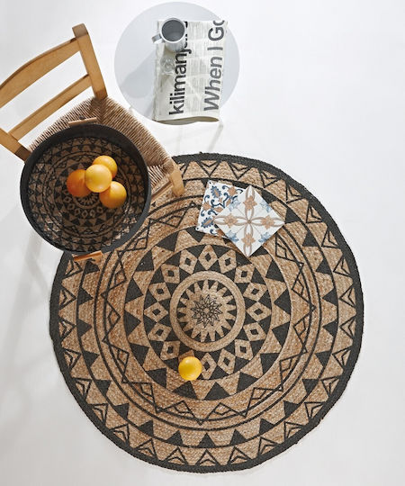 Kentia Yute Rug Round Summer from Jute with Fringes 2210 Natural