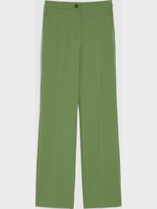 Women's Fabric Trousers Flared Green