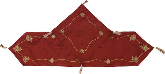 Mc Decor Set În Carouri 5 Bucăți cu Broderie Roșu 140x140cm