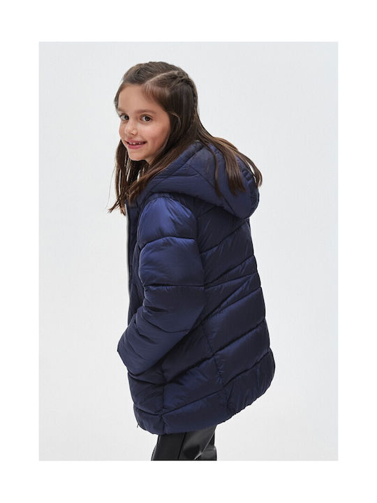 Mayoral Girls Quilted Coat Blue with Ηood