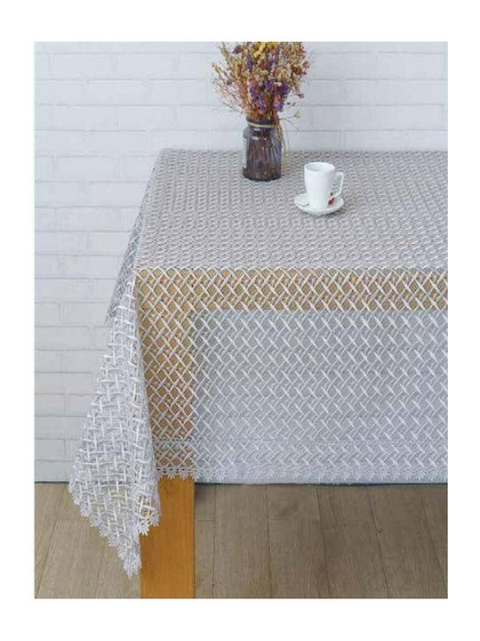 Liolios Home Polyester Checkered Tablecloth Set 5pcs Gray 128x128cm