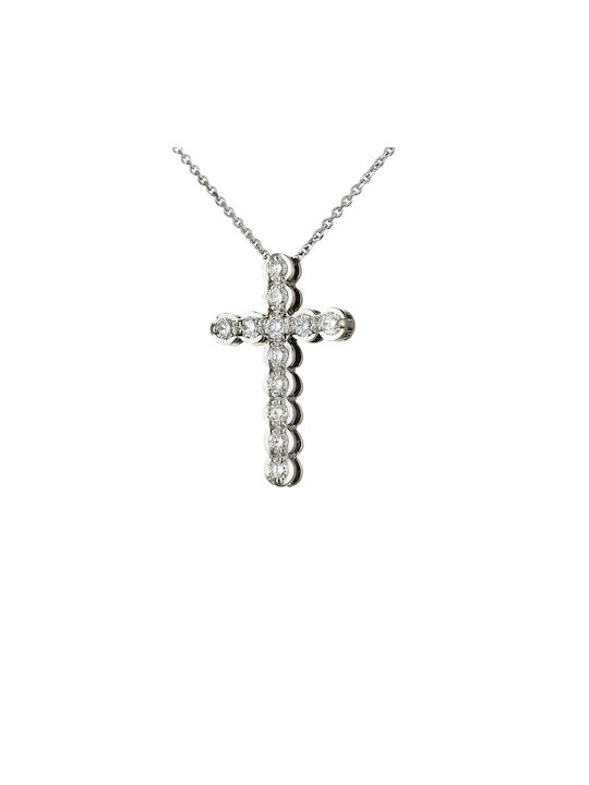 Weißgold Kreuz 18K mit Kette