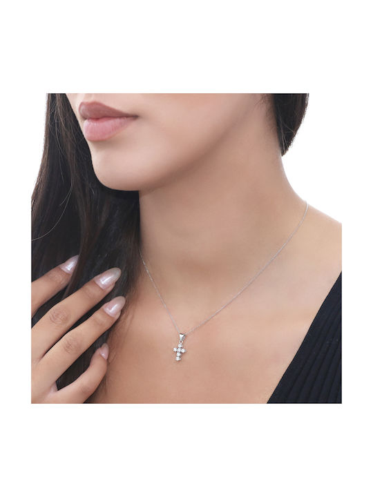 Weißgold Kreuz 18K mit Kette