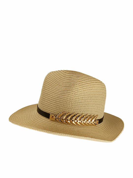 Gift-Me Καπέλο Fedora with Vegan Leather & Gold Fishbone detailing