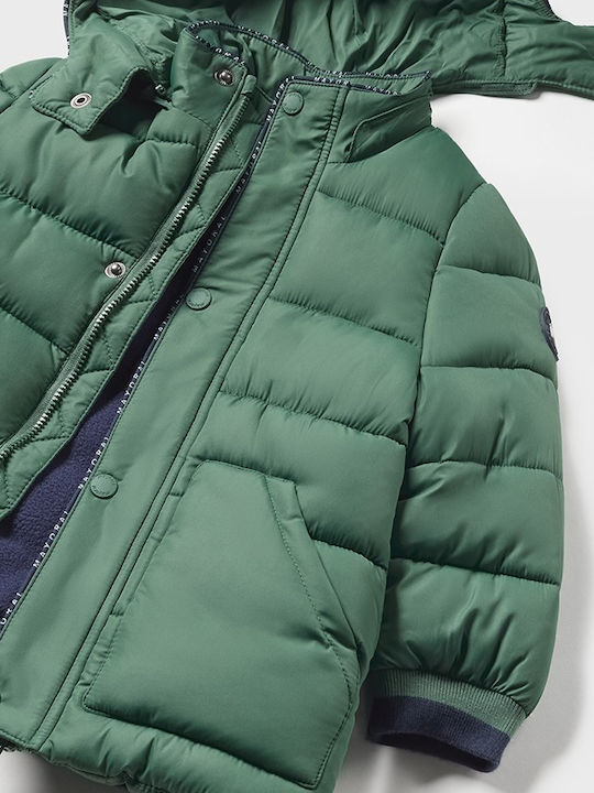 Daunen-Kinderjacke Kurz mit Futter & Kapuze Grün