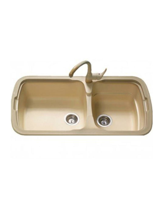 Sanitec Classic Drop-In Spüle Links aus Verbundgranulat B96xT51cm Granite White