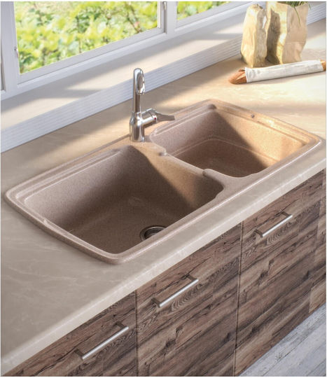 Sanitec Sanitec Klassisch Drop-In Küchenspüle aus Flüssiger Granit M96xP51cm Beigetone