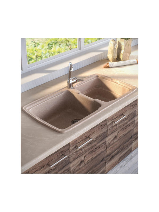Sanitec Classic Drop-In Spüle Links aus Verbundgranulat B96xT51cm Granite Green