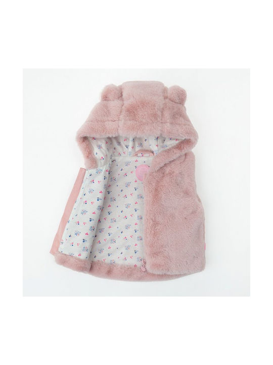 Cool Club Girls Fur Coat Pink Sleeveless with Ηood